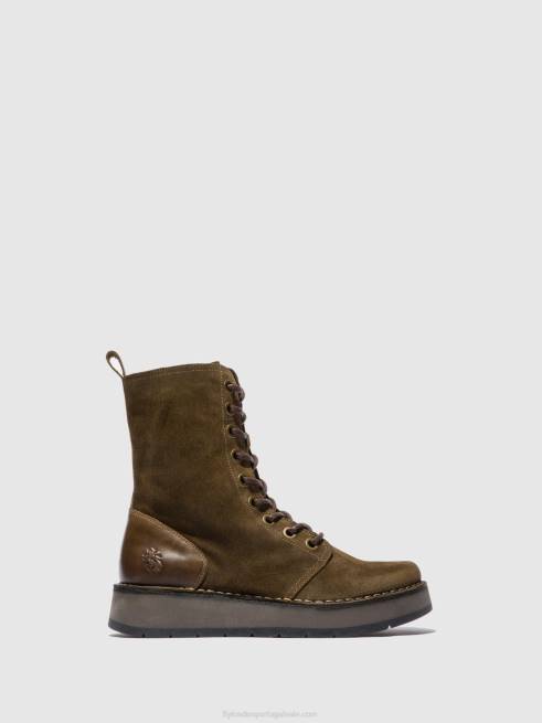 oilsuede/lama de tapete/oliva L02L176 botim com cadarço rami043 Fly London mulheres