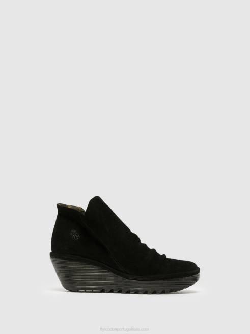 preto L02L279 botas de tornozelo com zíper yip Fly London mulheres