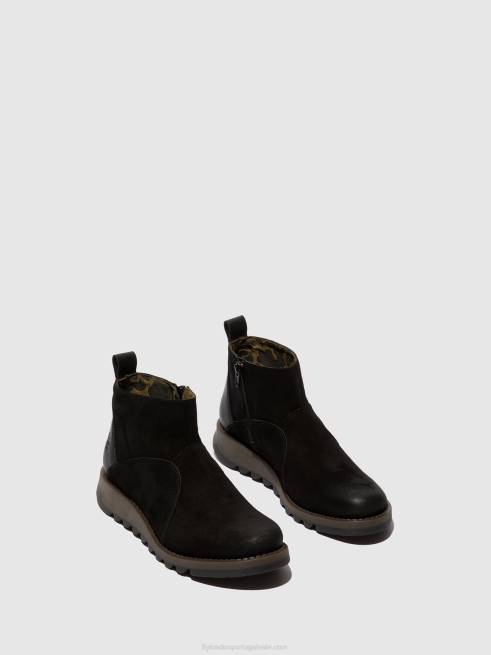 preto L02L45 botins com fecho de correr sely918 Fly London mulheres
