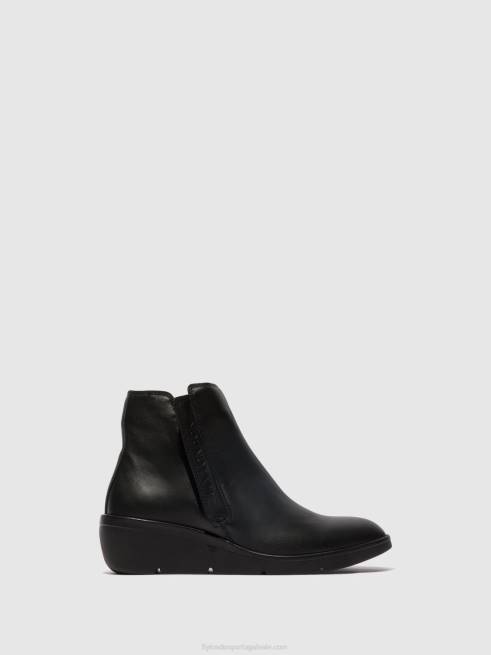 preto L02L48 botins com fecho de correr nula550 Fly London mulheres