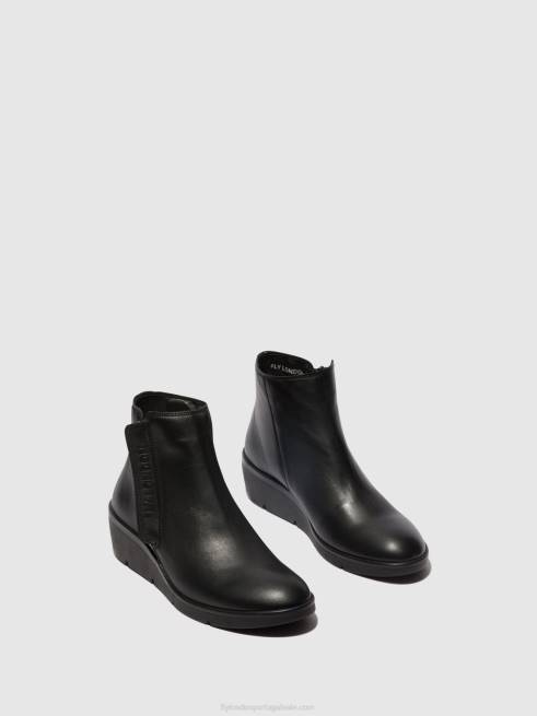 preto L02L48 botins com fecho de correr nula550 Fly London mulheres