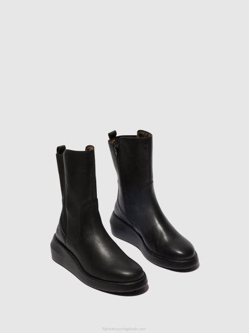 preto L02L63 botins com fecho de correr brin516 Fly London mulheres
