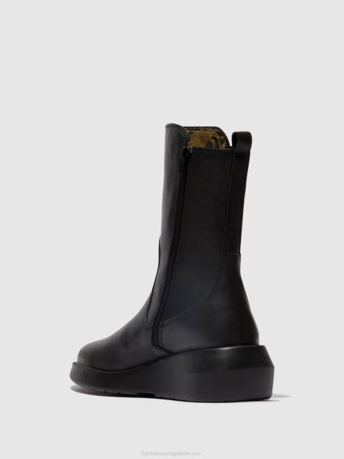 preto L02L63 botins com fecho de correr brin516 Fly London mulheres