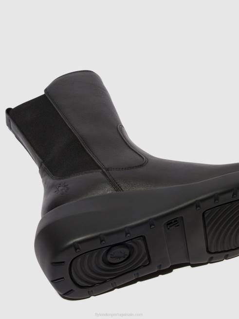 preto L02L63 botins com fecho de correr brin516 Fly London mulheres