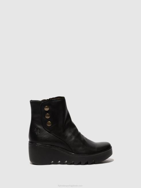 preto L02L66 botins com fecho de correr brom344 Fly London mulheres