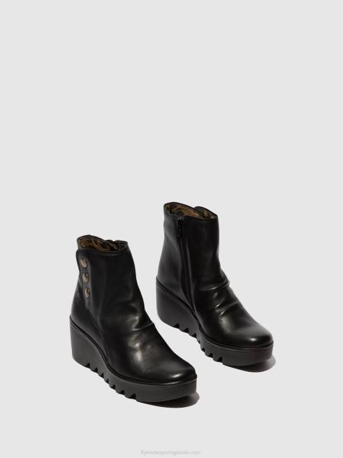 preto L02L66 botins com fecho de correr brom344 Fly London mulheres