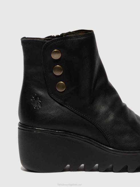 preto L02L66 botins com fecho de correr brom344 Fly London mulheres