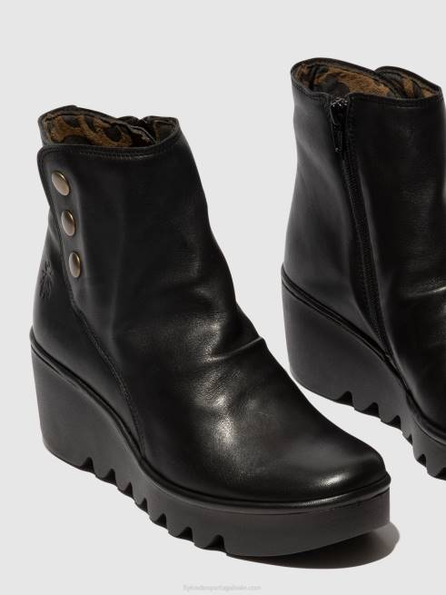 preto L02L66 botins com fecho de correr brom344 Fly London mulheres