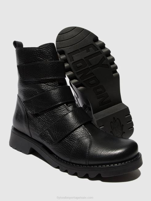 preto L02L81 botins de velcro rach790 Fly London mulheres