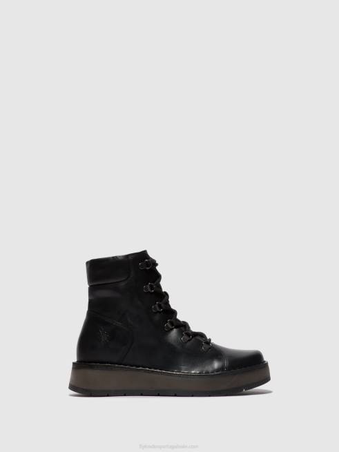 preto L02L87 botins com cadarço roxy094 Fly London mulheres