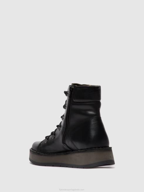 preto L02L87 botins com cadarço roxy094 Fly London mulheres