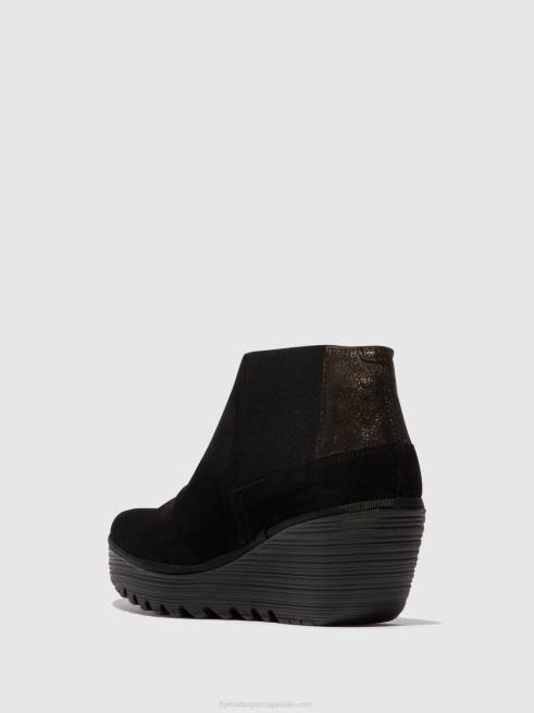 preto/grafite L02L35 botins com fecho de correr yego400 Fly London mulheres