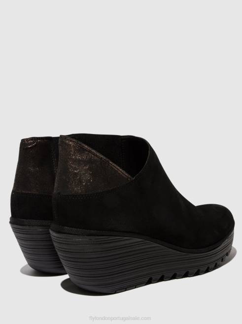 preto/grafite L02L35 botins com fecho de correr yego400 Fly London mulheres