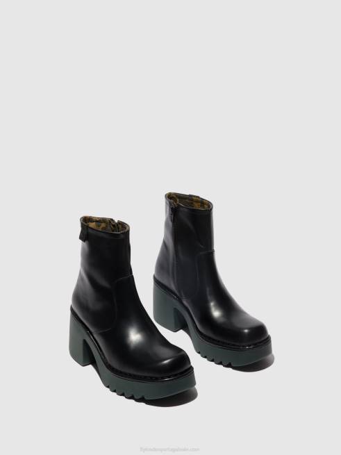 preto (sola azul-petróleo) L02L51 botins com fecho de correr moge250 Fly London mulheres