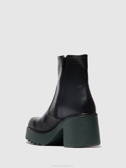preto (sola azul-petróleo) L02L51 botins com fecho de correr moge250 Fly London mulheres
