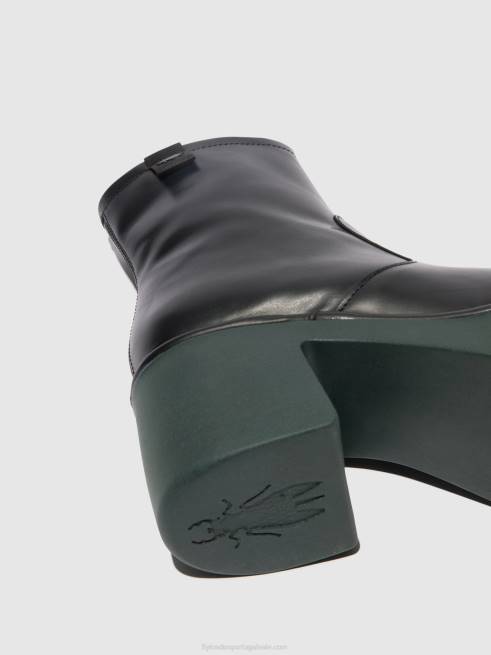 preto (sola azul-petróleo) L02L51 botins com fecho de correr moge250 Fly London mulheres