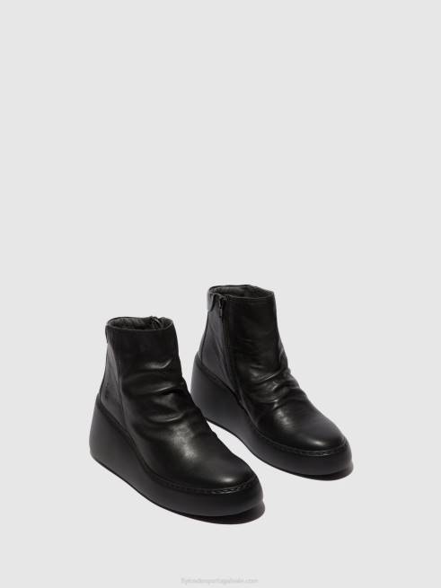 preto (sola preta) L02L58 botins com fecho de correr dabe461 Fly London mulheres