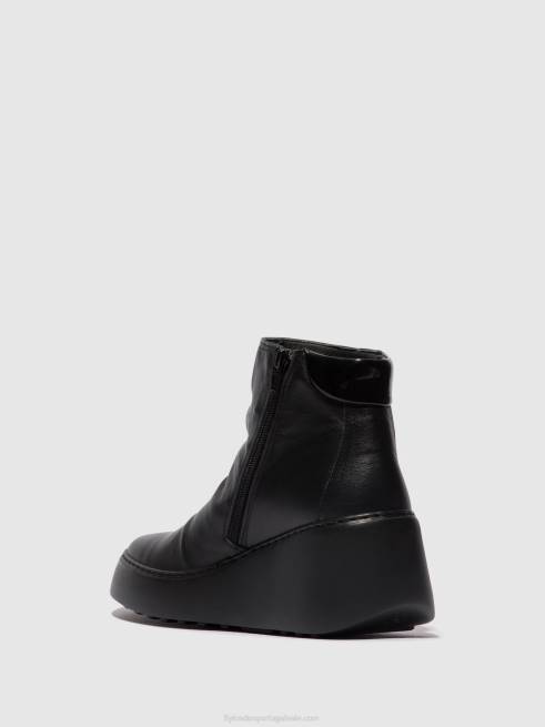 preto (sola preta) L02L58 botins com fecho de correr dabe461 Fly London mulheres