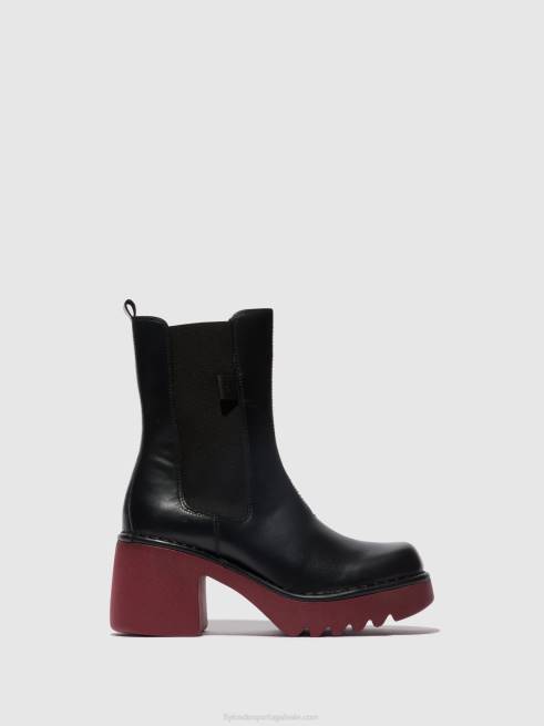 preto (solado de vinho) L02L129 bota chelsea moya25 Fly London mulheres