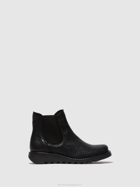 salv croco preto L02L14 botins chelsea Fly London mulheres