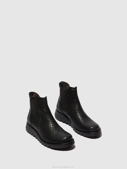 salv croco preto L02L14 botins chelsea Fly London mulheres