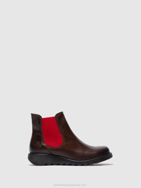 salv tapete dk. marrom (elástico vermelho) L02L170 botins chelsea Fly London mulheres