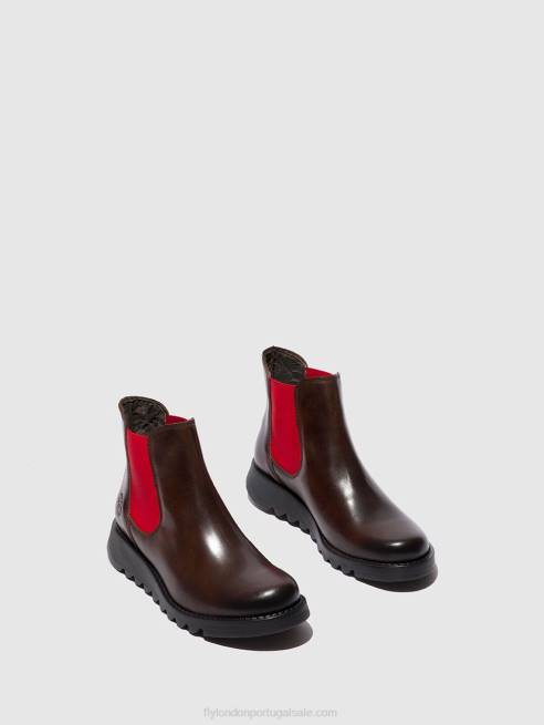 salv tapete dk. marrom (elástico vermelho) L02L170 botins chelsea Fly London mulheres