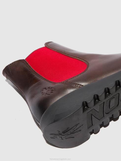 salv tapete dk. marrom (elástico vermelho) L02L170 botins chelsea Fly London mulheres