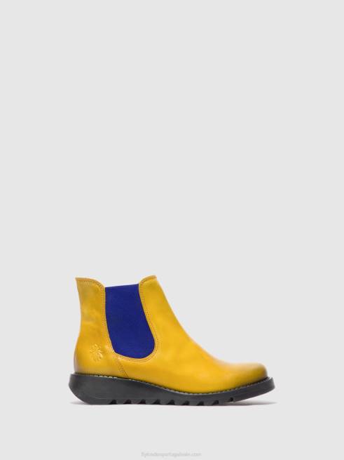 salv tapete mostarda (elástico azul) L02L178 botins chelsea Fly London mulheres