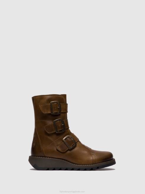 tapete camelo L02L246 botins de fivela sc110 Fly London mulheres