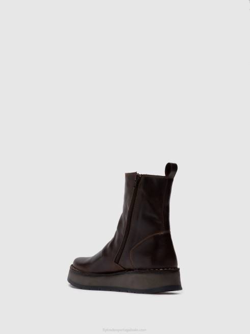 tapete dk. marrom L02L285 botins com fecho de correr reno053 Fly London mulheres