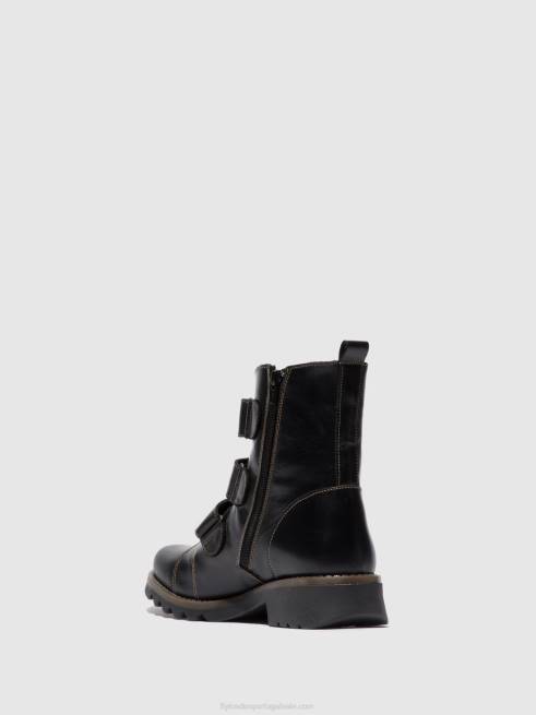 tapete preto L02L190 botins de velcro rach790 Fly London mulheres
