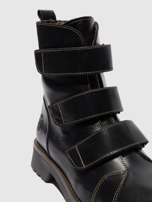 tapete preto L02L190 botins de velcro rach790 Fly London mulheres