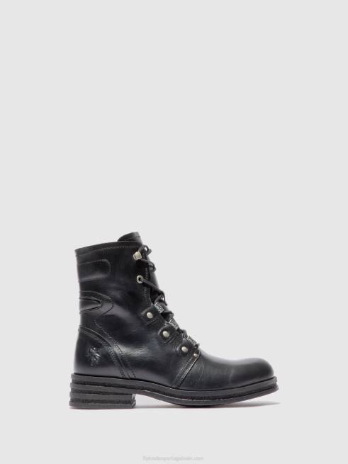 tapete preto L02L197 botins com cadarço knot792 Fly London mulheres