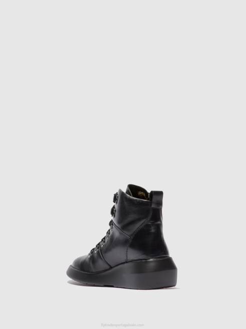 tapete preto L02L205 botim bika501 com cadarço Fly London mulheres