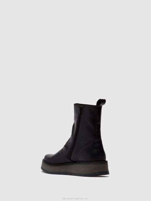 tapete preto L02L253 botins com fecho de correr reno053 Fly London mulheres