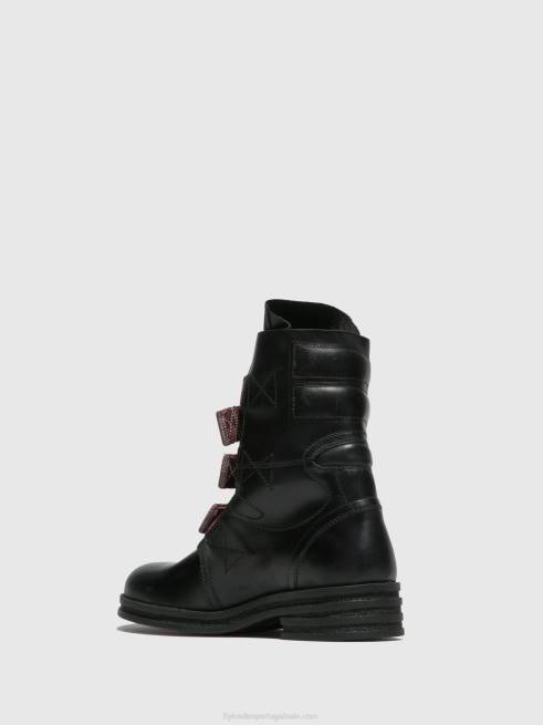 tapete preto L02L259 botins de fivela kiff682 Fly London mulheres