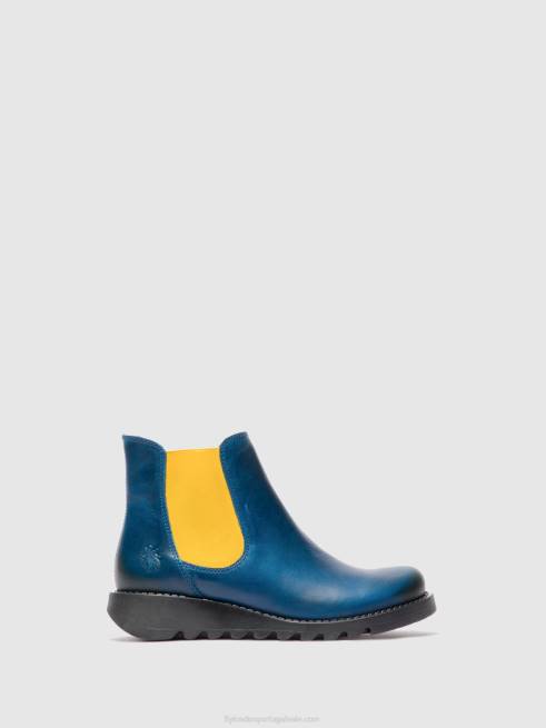 tapete salv azul royal (elástico mostarda) L02L214 botins chelsea Fly London mulheres