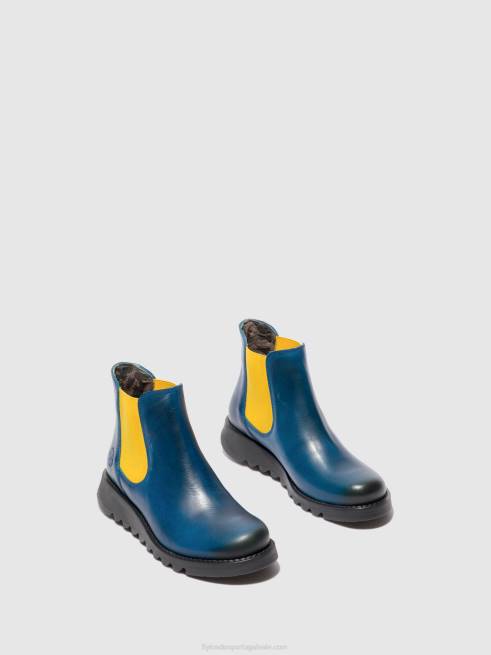 tapete salv azul royal (elástico mostarda) L02L214 botins chelsea Fly London mulheres