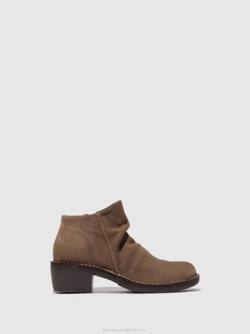 taupe L02L53 botins com fecho de correr merk093 Fly London mulheres