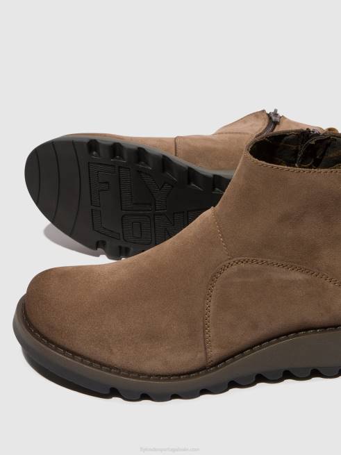 taupe/camelo L02L37 botins com fecho de correr sely918 Fly London mulheres