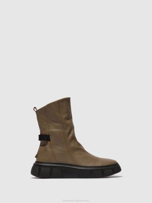 taupe (sola preta) L02L60 botins com fecho de correr esen485 Fly London mulheres