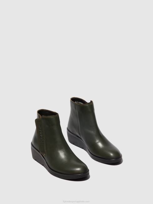 verde escuro L02L43 botins com fecho de correr nula550 Fly London mulheres