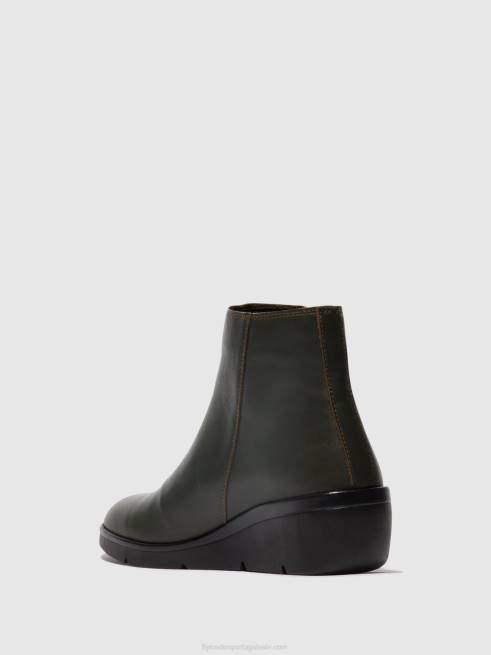 verde escuro L02L43 botins com fecho de correr nula550 Fly London mulheres