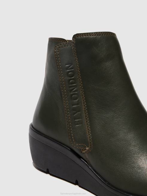 verde escuro L02L43 botins com fecho de correr nula550 Fly London mulheres