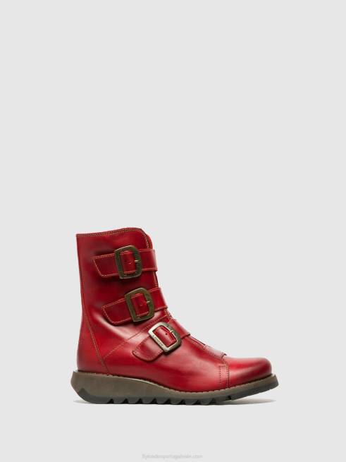 vermelho L02L265 botins de fivela sc110 Fly London mulheres
