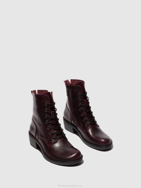 vinho L02L100 botins com cadarço milu044 Fly London mulheres