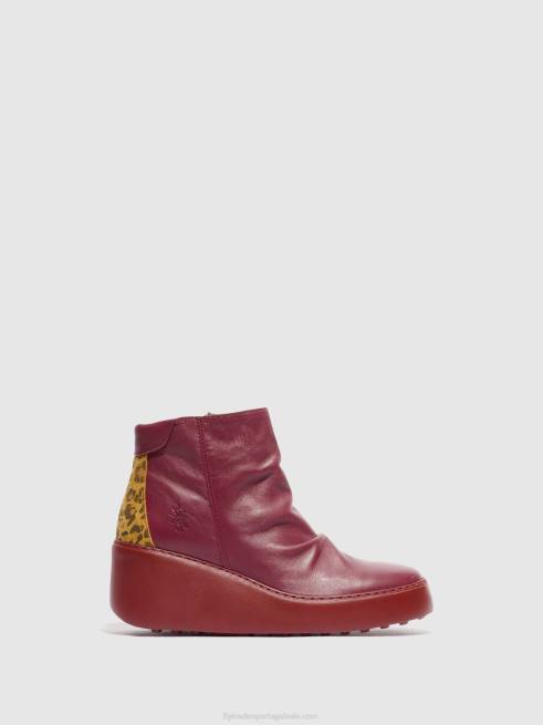 vinho/bronzeado L02L59 botins com fecho de correr dabe461 Fly London mulheres