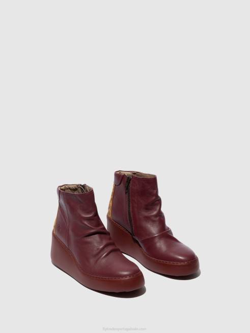 vinho/bronzeado L02L59 botins com fecho de correr dabe461 Fly London mulheres