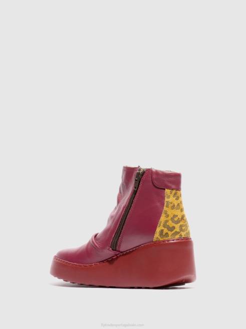 vinho/bronzeado L02L59 botins com fecho de correr dabe461 Fly London mulheres
